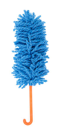 Blue duster microfiber for cleaning the house isolated on white background