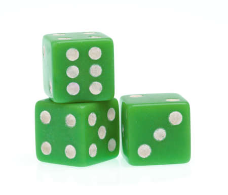plastic dice isolated on white background.