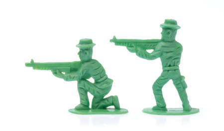 plastic toy cowboy isolated on white backgroundの写真素材