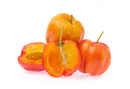 cut of cherry isolated on white backgroundの写真素材