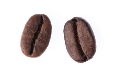 roasted coffee beans isolated on white background