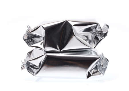 foil package bag isolated on white backgroundの写真素材