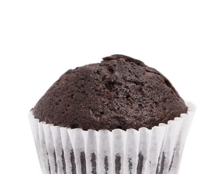 banana chocolate muffins isolated on white backgroundの写真素材
