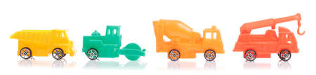set of toy tractor isolated on a white background.の写真素材