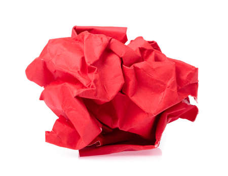 Crumbled paper isolated on a white backgroundの写真素材