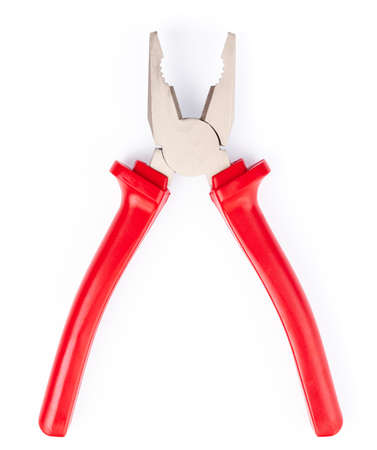 Red Iron pliers isolated on a white background