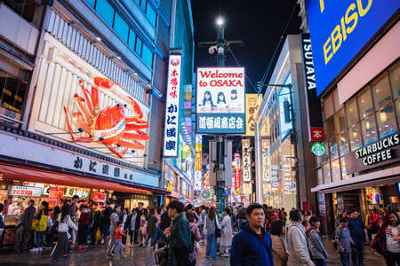 Osaka, Japan-May 13, 2018 :  Dotonbori the famous destination for traveller in Osaka City, Osaka, Japan. night shopping street at Dotonbori,のeditorial素材