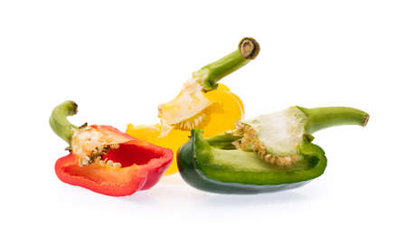slice Bell Pepper isolated on white backgroundの写真素材