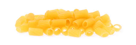 yellow pasta isolated on white backgroundの写真素材