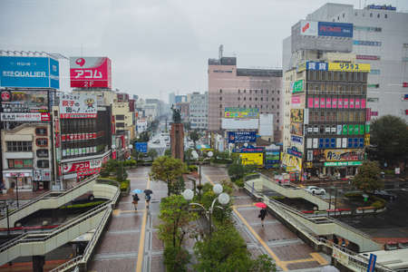JAPAN - October 17, 2016: View street entrance of Tobu-Nikko Station is a railway station at Tochigi