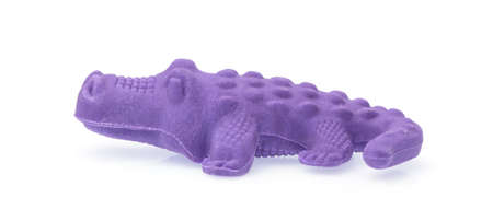 Shape of crocodile eraser isolated on white backgroundの写真素材