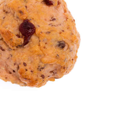bread with strawberries isolated on white background.の写真素材