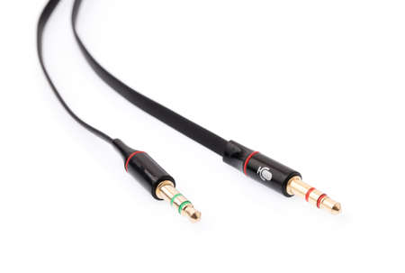 a standard 3.5mm TRRS audio jack to split mic and headphone sockets converter cable.