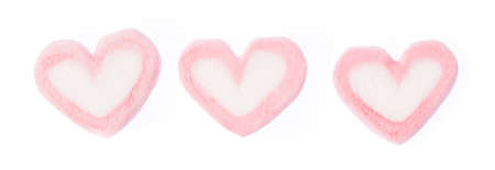 sweet heart shape of marshmallow isolated on white background.