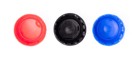 Plastic bottle caps isolated on white background