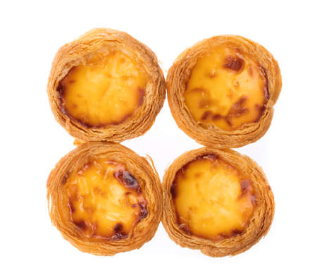 egg tart sweet custard pie isolated on white background
