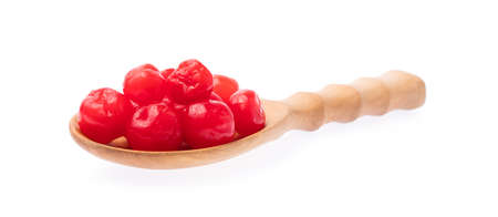 ladle of cherry dried isolated on a white backgroundの写真素材