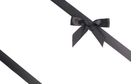 Single Black Bow isolated on white backgroundの写真素材
