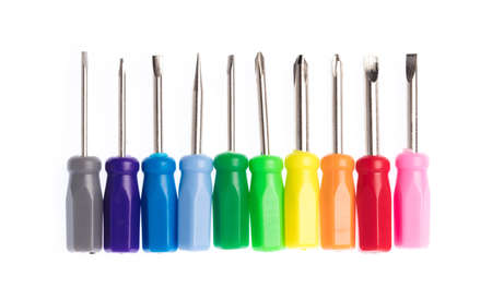 steel screwdriver tips of different types interchangeable  isolated on white background