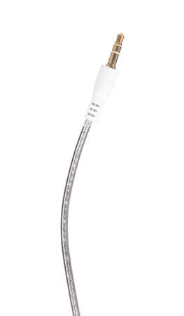 Audio jack with cable isolated on white background.