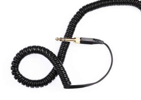 Audio jack with cable isolated on white background.