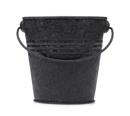 Metal zinc bucket isolated on white backgroundの写真素材