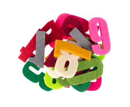 Set of Numbers made of felt isolated on white background