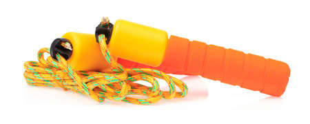 skipping rope for an exercise isolated on white backgroundの写真素材