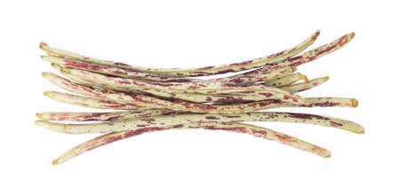Purple and green long beans isolated on white background