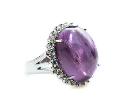 beauty of amethyst ring on white backgroundの写真素材