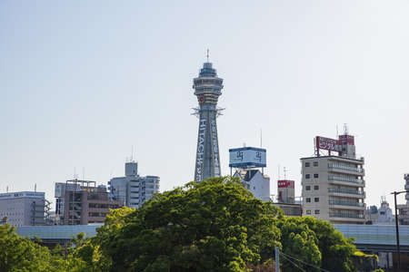 OSAKA , JAPAN - May 14 2018 :the famous street in Osaka. This area is located the famous landmark Tsutenkaku Tower.のeditorial素材
