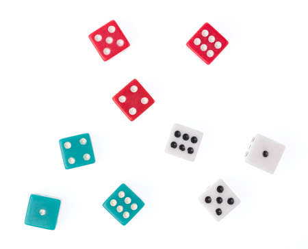 plastic dice isolated on white background.の写真素材