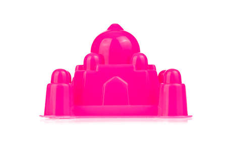 plasstic Castle of beach toys isolated on white backgroundの写真素材