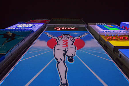 Osaka,Japan - May 13, 2018 :Dotonbori in Namba is well known as an entertainment area in Osaka with The Glico Man billboard and other light displaysのeditorial素材