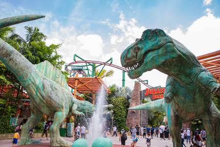 SINGAPORE - FEBRUARY 17, 2017: Jurassic Park at Universal Studios.のeditorial素材