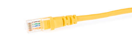 Yellow Network Cable CAT6 Flat 2m RJ45 Lan Internet isolated on white Background