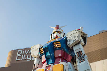 JAPAN - October 20, 2016: Mobile suit Gundam RG 1/1 RX-78-2 Ver. GFT At the main entrance of Diver City Tokyo Plazaのeditorial素材