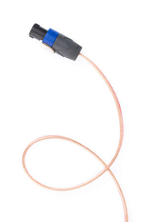 Plug speakon with speaker cable isolated on a white background.の写真素材