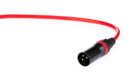 Red of XLR microphone cable isolated on white background