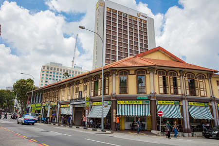 SINGAPORE - FEBRUARY 19, 2017: North Bridge road near Sultan mosque is popular for visiting...