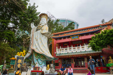 Hong Kong - March 19, 2016:Tin Hau Temple with Kuan Yin Statue in Repulse Bayのeditorial素材