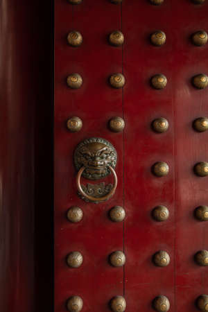detail of a Red temple doorの写真素材