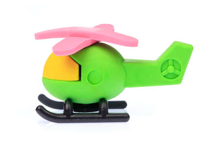 rubber airplane isolated on white backgroundの写真素材