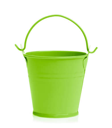 Metal zinc bucket isolated on white backgroundの写真素材