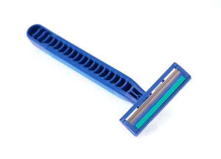 Blue of shaving razor isolated on white background