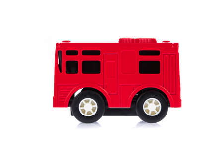 bus toy kids isolated on a white background.の写真素材