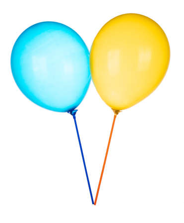 Orange with Blue Rubber Balloon isolated on a white background.の写真素材