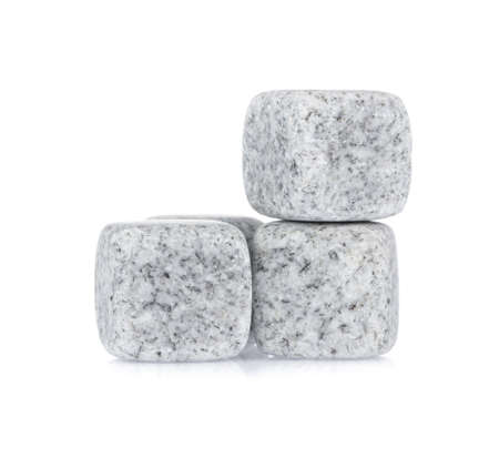 Rock soapstone ice cube isolated on white backgroundの写真素材