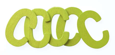 Alphabet wood of texture tree isolated on white backgroundの写真素材