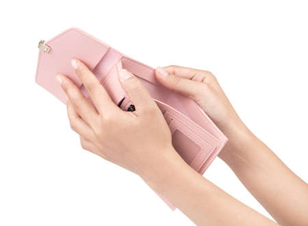 jand holding wallet isolated on a white background.